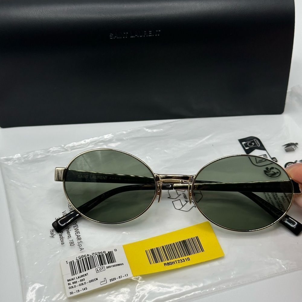 BRAND NEW SAINT LAURENT SL692 003 Gold/Green Unisex Sunglasses - Picture 13 of 13